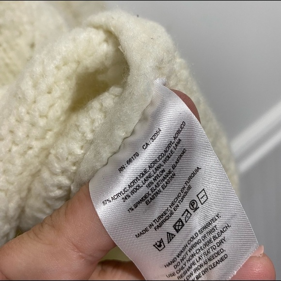 Anthropologie sweater wool blend cream mock neck‎ soft warm xxs oversized - Picture 5 of 5